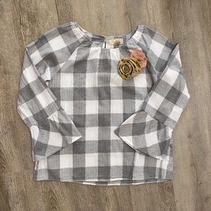 Peek Girls Top with Floral Accents and Gold Trim, Size XL (12)